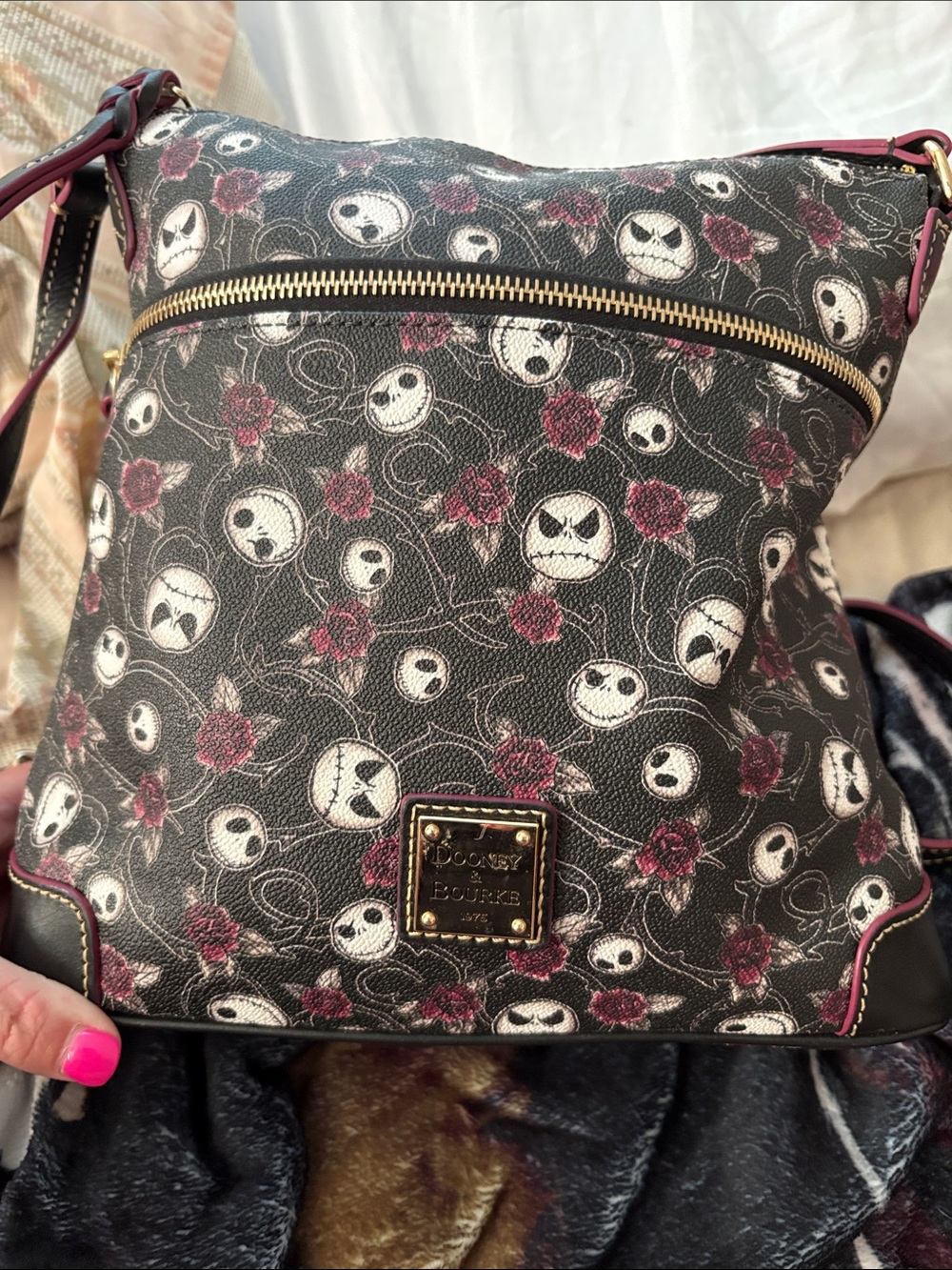 Dooney & Bourke Black Crossbody with Skull & Rose Print